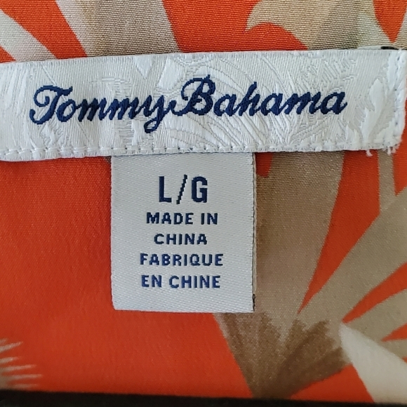Tommy Bahama Womens 100% Silk Floral Top Orange Button down Large - Picture 3 of 6